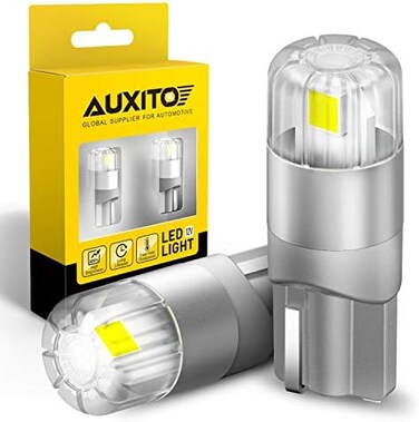 AUXITO 194 LED Bulbs White, Super Bright 1:1 Size, License Plate Light 168 2825 W5W T10 Error Free Car Bulbs for Dome Map Door Courtesy Side Marker Cornering Trunk Light (Pack of 2.
