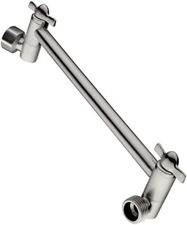 BRIGHT SHOWERS Adjustable Shower Arm for Rain and Handheld Shower Head, 10 Inch Universal Shower Extension Arm Brass Shower Arm Extender Hardware, Brushed Nickel.