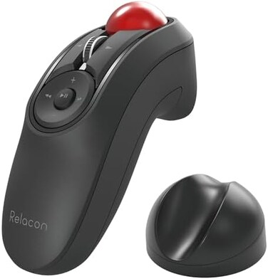 مؤشر كرة التتبع المحمول باليد ELECOM Relacon، فأرة مريحة للإبهام لليد اليمنى أو اليسرى، بلوتوث، 10 أزرار للتلفزيون، والعروض التقديمية، والألعاب، وأجهزة الكمبيوتر الشخصية وأجهزة ماك.