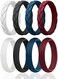 ROQ Silicone Rubber Wedding Ring for Women, Thin Stackable Braided Flame LeavesDome, Rubber Silicone Wedding Band, Anniversary Rings, Promise Ring, 4/5. 5mm Wide 2mm Thick, 8 Pack, Bordeaux, Dark.