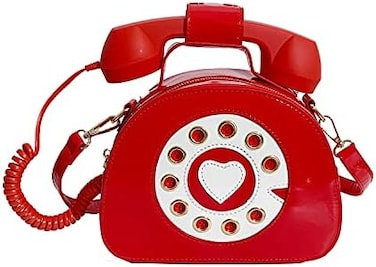 Oweisong Fun Telephone Purse for Women Novelty Phone Tote Handbags Top Handle Shoulder Crossbdoy Bag Red.