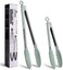 Hotec Premium Stainless Steel Locking Kitchen Tongs with Silicon Tips for Cooking and Food, Set of 2-9'' and 12'' Mint Green.