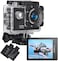 كاميرا Jadfezy Action Camera FHD 1080P 12MP، كاميرا مقاومة للماء تحت الماء 98 قدم/30 متر مع بطاريتين، كاميرا رياضية بزاوية واسعة مع مجموعة ملحقات مناسبة للخوذة والدراجة وما إلى ذلك.