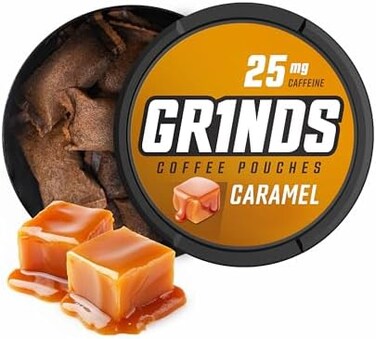 GRINDS Coffee Pouches3 Cans of Caramel18 Pouches Per Can1 Pouch eq. 1/4 Cup of Coffee (Caramel.