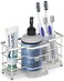 Linkidea Toothbrush Holder Chrome, Hand Soap and Toothpaste Holder Stand, 6 Slots Shower Family Toothbrush Organizer for Razors, Mouthwash, Electric Toothbrush, Bathroom Storage Countertops.