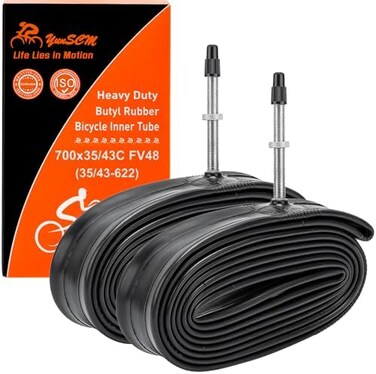 أنابيب دراجات YunSCM شديدة التحمل 700C، مقاسات 700x35C/38C/40C/43C، صمام بريستا FV48 (35/43-622700C). أنابيب داخلية للدراجات متوافقة مع إطارات الدراجات بمقاسات 700x35C، 700x36C، 700x37C، 700x38C، 700x