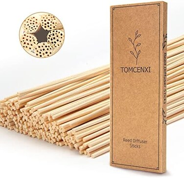 TOMCENXI Rattan Reed Diffuser Sticks, 120PCS, 10 Inch Natural Color, Aroma Diffuser Replacements for Home, Office.