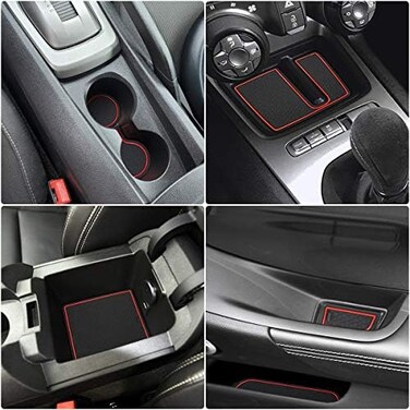 Auovo 8pcs/kit Anti-dust Mats for Chevy Camaro Accessories 2010 2011 2012 2013 2014 2015 Car Cup Holder Inserts,Center Console Liner,Door Pocket Liner Mat Premium Custom Interior (Red.