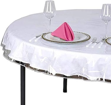 SOFINNI Clear Plastic Tablecloth Protector, Table Cloth Vinyl (150cm Round.