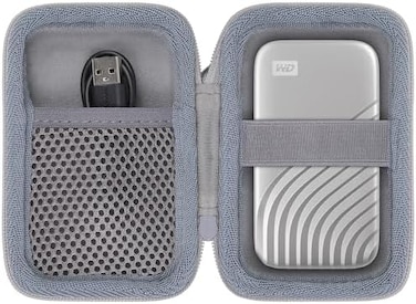Aenllosi Hard Travel Case Compatible with Western Digital My Passport External Hard Drive 500 GB/1/2/4 TB,Portable Bag for WD Solid State DrivesUSB Cable(Case Only,Grey.
