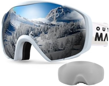 نظارات التزلج OutdoorMaster مع غطاء، نظارات التزلج على الجليد OTG مضادة للضباب للشباب والمراهقين، A02 Vlt 9.5%.