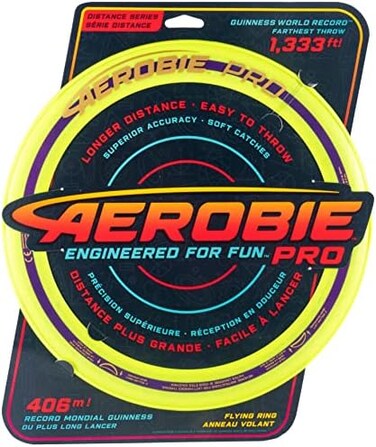 Aerobie Pro Ring Outdoor Flying Disc, 14 inches, Yellow.