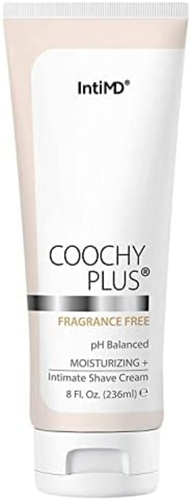 IntiMD Coochy Plus Intimate Shaving Cream Fragrance Free for Pubic, Bikini Line, Armpit and More - In-Grown Hairs, Itchiness 8oz Tube.
