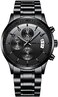 CRRJU Brand Men's Business Casual Chronograph Quartz Waterproof Wristwatch Black Stainless Steel Strap.