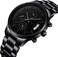 CRRJU Brand Men's Business Casual Chronograph Quartz Waterproof Wristwatch Black Stainless Steel Strap.