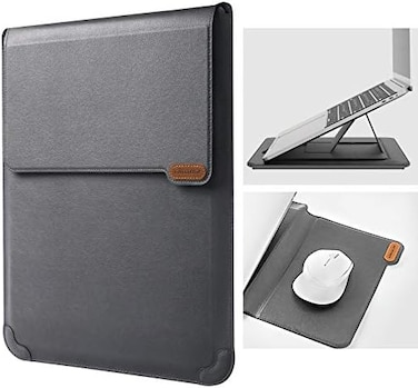 Nillkin 15. 6 inch Laptop Sleeve Case Laptop Stand Adjustable, Computer Shock Resistant Bag with Mouse Pad for MacBook Pro 16"/15" 15. 6" Dell Lenovo HP Asus Samsung Sony Chromebook Computer, Gray.