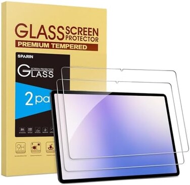 واقي شاشة SPARIN عبوة من قطعتين لجهاز Samsung Galaxy Tab S10 Plus 2024/S9 Plus/S7 FE 5G/S8 Plus/S7 Plus (12.4 بوصة، زجاج مقوى متوافق مع قلم S Pen، مناسب للحافظات).