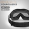 نظارات التزلج OutdoorMaster OTG - نظارات تزلج/تزلج على الجليد فوق النظارات للرجال والنساء والشباب - حماية 100% من الأشعة فوق البنفسجية (إطار أسود، عدسة رمادية بنسبة نفاذية الضوء 47%).