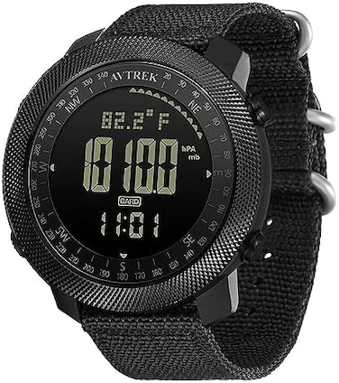 ساعة يد رقمية متعددة الوظائف للرجال من AVTREK NORTH EDGE Apache، مناسبة للرياضات الخارجية، ساعة ذكية للسباحة، ساعات عسكرية، مقياس ارتفاع، بارومتر، بوصلة، مقاومة للماء حتى عمق 50 مترًا، لون أسود.
