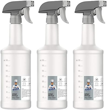 MR.SIGA MR. SIGA 24 oz Empty Plastic Spray Bottles for Cleaning Solutions, Heavy Duty Household Reusable Spray Bottles with Measurements and Adjustable Leak Proof Nozzle, 3 Pack.