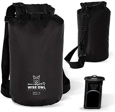 حقيبة Wise Owl Outfitters الجافة - حقائب سميكة ومتينة ومقاومة للماء - لقوارب الكاياك والرياضات المائية والتخييم - أحجام 5 لتر و10 لتر و20 لتر.