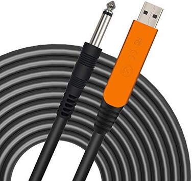 YESPURE USB Guitar Cable 10Ft, USB Guitar Interface Male to 6. 35mm 1/4 inch Gold-Plated TS Mono Plug,Recording Cable Compatible with PC, Mac, Xbox, PS4, PS3,PS2.