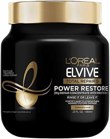 L&rsquo;Or&eacute;al Paris L'Oreal Elvive Total Repair 5 Power Restore Multi Use Treatment with 91g of Repair Concentrate with Protein per Jar, 680ml.