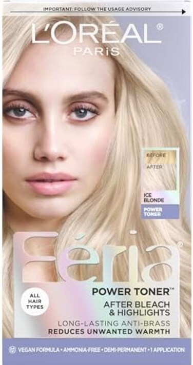 L&rsquo;Or&eacute;al Paris L'Oreal Feria Power Hair Toner, Long Lasting Anti brass Toner for blonde hair, bleached hair, blonde highlights; - Reduce brassiness for all blonde hair types and textures.
