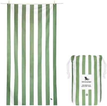Dock &amp; Bay DockBay Beach Towel - For Travel, Swimming, Camping, Holiday - Super Absorbent, Quick Dry, Sand Free - Compact, Lightweight - 100% Recycled Materials - Includes Bag.