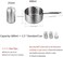IMEEA Milk Butter Warmer Mini Butter Melting Pot Coffee Maker with Dual Pour Spout 18/10 Tri-Ply Stainless Steel (20oz/600ml.