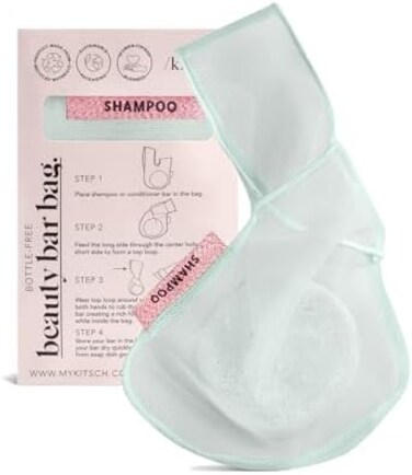 Kitsch Bar Soap Saver Bag - Soap Dish and Soap Holder for Shampoo Bar, ConditionerBody Wash &ndash; Recycled Mesh Beauty Bar Soap Pouch, Eco-Friendly, Patented Bag - Mint.