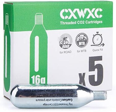 خراطيش ثاني أكسيد الكربون CXWXC 16 جم / 25 جم ملولبة أو منفاخ ثاني أكسيد الكربون لإطارات الدراجات - خرطوشة لمنفاخ ثاني أكسيد الكربون بوصلة ملولبة، مضخة ثاني أكسيد الكربون للدراجات الهوائية والجبلية.