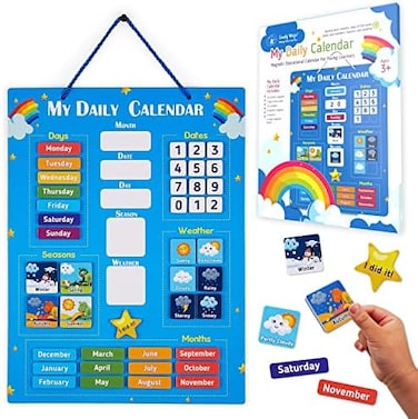 Simply Magic Kids Calendar 2023 - My First Daily Magnetic Calendar for Kids, All About Today Board, Days of The Week Calendar for Kids - Preschool Classroom Calendar for Wall, Circle Time Calendar.