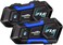 Fodsports Motorcycle Bluetooth Intercom FX4 Pro 1200m Helmet Intercom, 4 Riders Motorcycle Bluetooth Headset, Helmet Communication System FM/HardSoft Mic/2Pack.