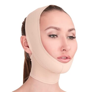 V T VARITEKS Post Surgical Chin Strap Bandage for Women - Neck and Chin Compression Garment Wrap - Face Slimmer, Jowl Tightening (M.