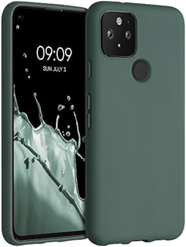 جراب kwmobile متوافق مع هاتف Google Pixel 5 - غطاء سيليكون TPU ناعم ونحيف واقٍ - أخضر غابي.