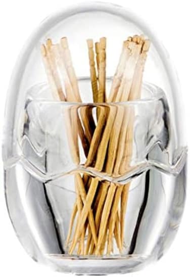 Yakri Acrylic Toothpick Holder Dispenser Organizer Clear Storage Box with Lid (Egg Shape, YTBH-08363.
