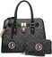 Dasein Women Handbags Top Handle Satchel Purse Shoulder Bag Hobo Bag Work Bag Set 2pcs (DS Black.
