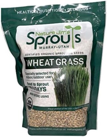 Nature Jims Sprouts Wheatgrass Seeds - 100% Organic Wheat Grass Seed for Sprouting - Cat Grass Planter Seeds, Rich in Vitamins, Fiber and Minerals - Non-GMO, Healthy Wheatgrass Sprout Growing Seed.