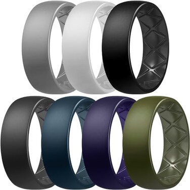Egnaro Silicone Wedding Ring,Silicone Wedding Rubber Bands,4 Pack,7 Pack,Medical Grade-Comfortable Fit,Skin Safe,Non-Toxic.