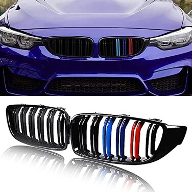 ATPOEN F32 Grille Grill for BMW 4 Series M4 F80 F82 F83 F32 F33 F36 430i 428i 435i 440i 2014 2015 2016 2017 2018 2019 2020 Front Grill Kidney Bumper Double Slats, 2Pcs (M-Color.