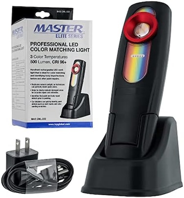 Master Airbrush Master Elite - LED Color Matching Light, 500 Lumen - Exact Paint Color Match, Replicates Natural Sunlight for Perfect Match - 3 Color Temperatures, Handheld Rechargeable Work Light,Bod