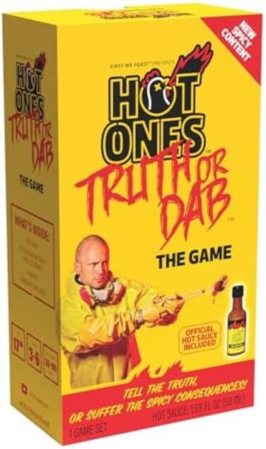 Wilder Games Hot Ones Truth or Dab The Game - Hot Sauce Included (Ages 17.