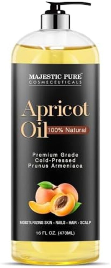 MAJESTIC PURE Apricot Oil, 100% Pure and Natural, Cold-Pressed, Apricot Kernel Oil, Moisturizing, for Skin Care, Massage, Hair Care, and to Dilute Essential Oils, 16 fl oz.