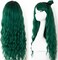 EVLYNN Wigs With Bangs Ombre Dark Green Wig Long Loose Wavy Curly Hair Synthetic Fiber Glueless Dark Root No Lace Wig For Women.