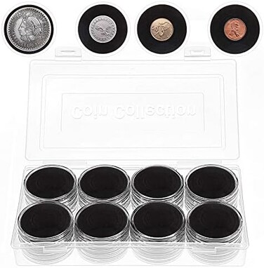 FRIMOONY 46mm Coin Capsules, with Foam Gasket and Plastic Storage Box, for Coin Collection, 2 Packs.