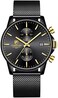 GOLDEN HOUR Mens Watch Fashion Sleek Minimalist Quartz Analog Mesh Stainless Steel Waterproof Chronograph Watches for Men with Auto Date.