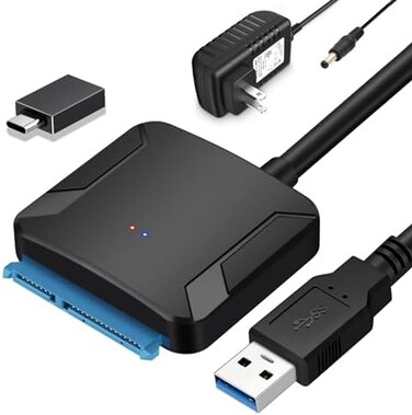 EYOOLD SATA to USB 3. 0 Adapter, External Hard Drive Converter Cable for 2. 5" 3. 5" HDD, SSD with Power Supply.