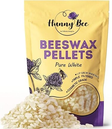 Trifecta Living Co. HUNNYBEE White Organic Beeswax Pellets - 1lbEdible Beeswax Food GradeTriple Filtered Bees WaxOrganic Beeswax for Lotion Making, Candle Wax for Candle Making, Beeswax for Lip Balm M