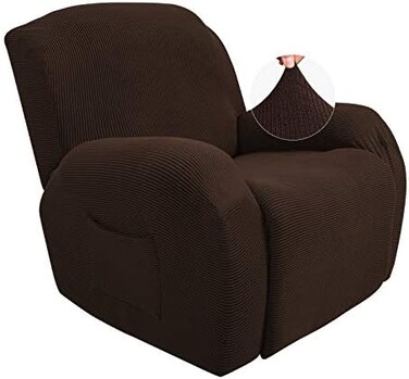 JIVINER 4 Pieces Recliner Chair Covers Stretch Recliner Covers Soft Couch Cover Slipcovers Furniture Protector with Elastic Bottom for Kids, Dogs (Recliner, Coffee.